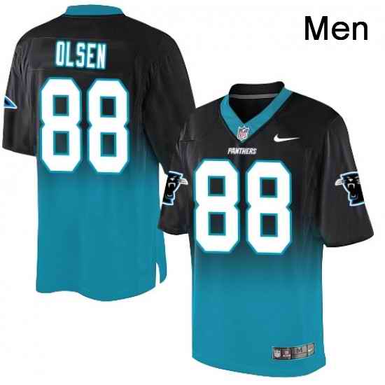 Mens Nike Carolina Panthers 88 Greg Olsen Elite BlackBlue Fadeaway NFL Jersey